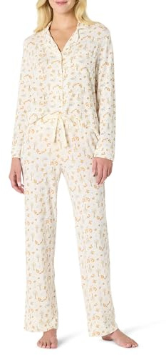 Amazon Essentials x Sofia Grainge Women's Stretch Modal Long-Sleeve and Full-Length Bottom Pajama Set, Ivory Squirrel Picnic, Large