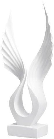 Sosoport Lifelike White Angel Ornament Resin Sculpture Statue for Home Decor and Cafe Tabletop Decoration with Angel Wing Shape