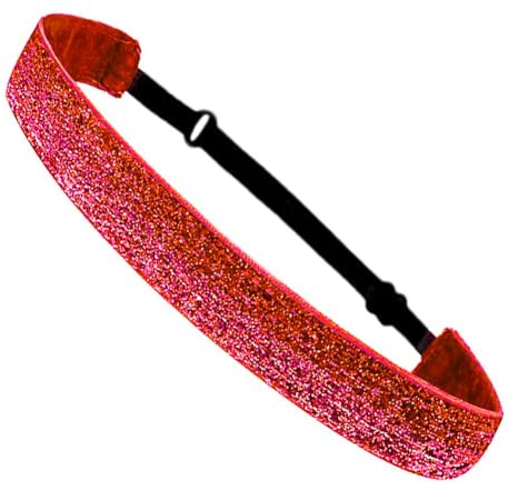 GreatRise 3 fasce per capelli sportivi con brillantini, sottili, regolabili, per adulti e bambini, elastiche, antiscivolo, per yoga, corsa, colore rosso