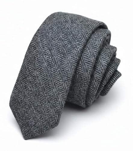 Hamilton Kilts Corbata tradicional de tweed de lana diseño de espiga de tartán escocés, 6 cm de ancho, Grey Tweed
