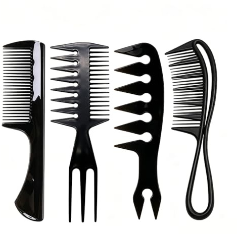 Juego de 4 peinetas para el cabello, peine ancho antiestático, peine grueso para rizos, peine de peinado para hombres, peine de mechas para cabello húmedo y seco, peine rizado para el peinado diario