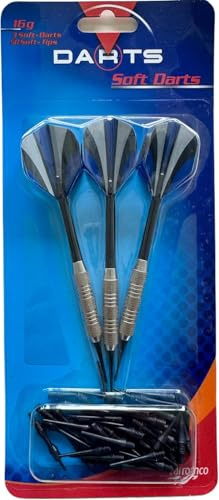 Freccette Carromco, Set di Freccette morbide per Bersaglio, Accessori per Freccette, Freccette, Punte in plastica, 3 Freccette morbide di Alta qualità con 50 Punte morbide aggiuntive