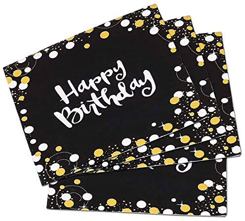 Gxhong Servietten Geburtstag Schwarz Gold, 40 Stück Servietten Happy Birthday Celebration, Hochwertige Papierservietten 33x33cm für Junge Mann Geburtstag Party Deko Supplies