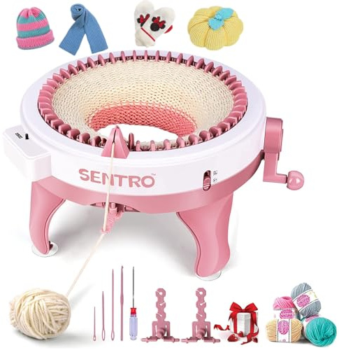 SENTRO Machine à tricoter, machine à tricoter 48 aiguilles avec compteur de rangées, machine à tricoter double mode, Idéale pour les débutants et les experts