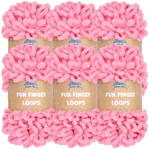 JubileeGarn med roliga fingerslingor – polyester jumbo viktögla – 100 g/skein – kittlad rosa – 6 nystan
