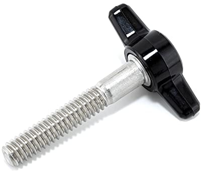1/4-20 x 1-1/2 Thumb Screw Stainless Steel - Black Tee Wing Plastic Knob - Standard/Coarse Thread Thumbscrew - Length: 1.500 - Proudly Built in USA - Package of (4)