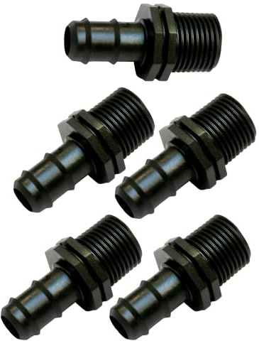 acquaverde Raccordo Portagomma e Filettato Maschio, Connettore Giunto per Tubi Irrigazione - Orto Facile (5, 16 mm x 1/2)