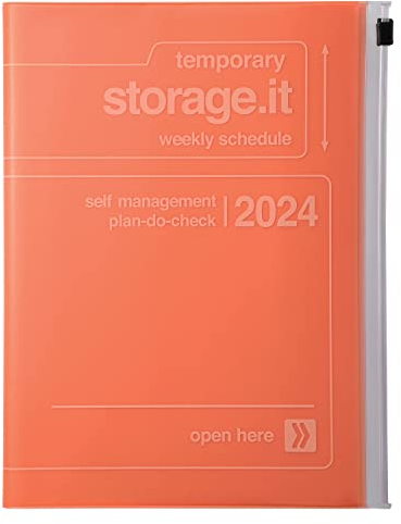 MARK'S 2023/2024 Taschenkalender A5 vertikal, Storage it, Orange: Von September 2023 bis Dezember 2024
