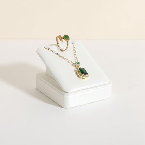 GemeShou Leather necklace display stand for selling, White jewelry stand necklace holder, Small jewelry storage organizer for boutique store【White-Necklace holder】