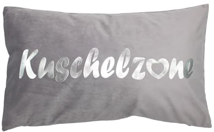 Moon Kissenhülle, Kissenbezug ca. 30x50 cm in Samt-Optik mit Kuschelzone Design - grau/Silber