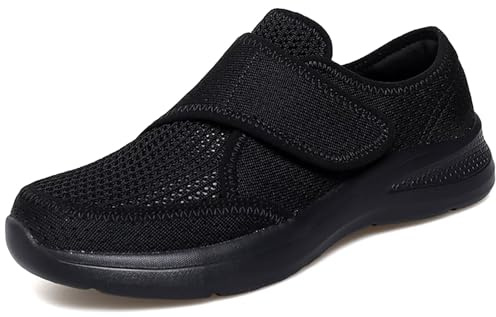 GURGER Scarpe per Diabetiche Donna Ortopedica Edema Scarpe da Riabilitazione Regolabile Traspirante Scarpe da Passeggio Nero Taglia 39