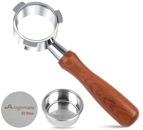 54mm Bottomless Portafilter with Stainless Steel Filter Holder & Basket - 3-Ear Espresso Filter for Breville Barista Express (BES870/878/875/840/Duo-Temp Pro) - Durable Solid Wood Handle –by Aeglemana