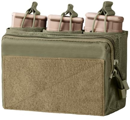 Taktische Mag-Verwaltungstasche, Molle Triple Open Top-Tasche mit 3 Klettverschlüssen für Mag 223/5.56 (Armeegrün)
