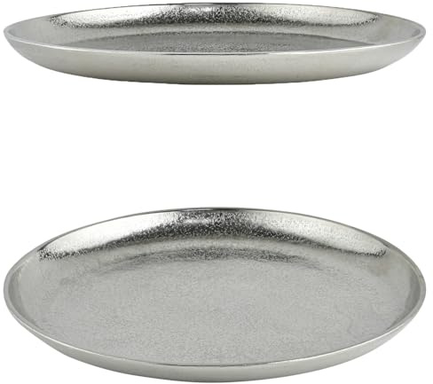 Marrakesch Moderne Deko Serviertablett aus Aluminium 35 cm rund | Kerzentablett Koya als Tischdeko für Küche und Wohnzimmer | Tablett als Adventskranz Deko Weihnachtsdeko oder Herbst Dekoration