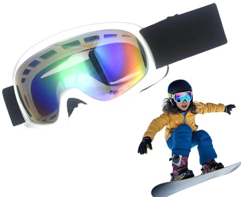 Nubamzy Skidglasögon för barn, anti-dimma snowboardglasögon för pojkar och flickor, anti-bländning skidglasögon, UV-skydd snöglasögon, vindresistenta snöglasögon för skidåkning snowboard cykling