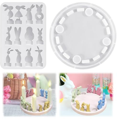 Silikonform Ostern, 3D Hase Silikonformen Gießformen Ostern, Gießformen Silikon Ostern, Gießformen Silikon Frühling, Silikonform Frühling, Gießform Frühling, für DIY Osterdeko Handwerk (B)