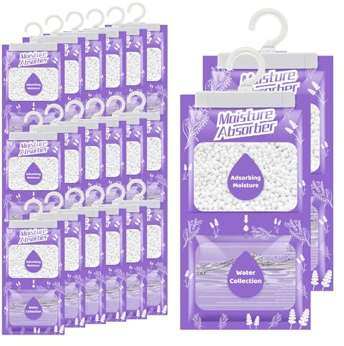 Boadw 20 x 230 g, deumidificatore sospeso, con profumo, assorbitore di umidità per cantina, camera da letto, lavanderia, anti-umidità, anti-muffa, sacchetto di essiccante – lavanda