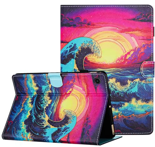 Mldjomid Funda para Huawei Matepad T10 9.7/ T10s 10.1 PU Flip Protectora Carcasa con Ranura para Tarjetas Función de Soporte para Matepad T10 9.7/T10s 10.1 2020 Tablet Case Cover, Ola del Océano