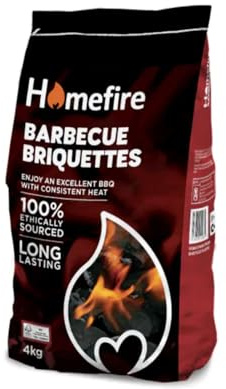 Homefiire BBQ Briquette 4kg | Long-Burning BBQ Fuel | Consistent Heat for Grilling & Roasting | Easy to Light, Low Ash | Ideal for Garden BBQs & Smokers