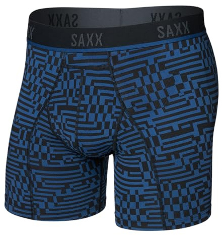 SAXX Underwear Co. Men's Kinetic Light-Compression Mesh Boxer Brief with Pouch, Maze Camo-Navy Dawn, M