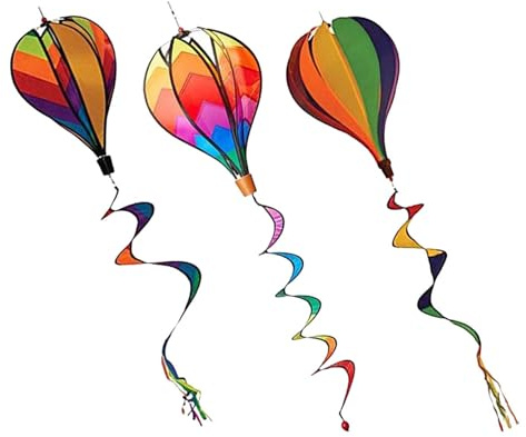 Yardenfun Decorazioni Sospese Mongolfiera Girandola a Spirale 3 Pezzi per Giardino e Feste Materiale PVC Leggero Resistente per Esterni e Decorazioni Natalizie