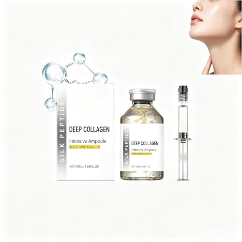 Sérum de Colágeno con Péptidos de Seda, Ampollas de Colágeno, Suavizar Las Líneas De Expresión Y Las Arrugas, Hidrata y Mejora la Elasticidad de la Piel, Piel Más Firme y Luminosa, 50ml
