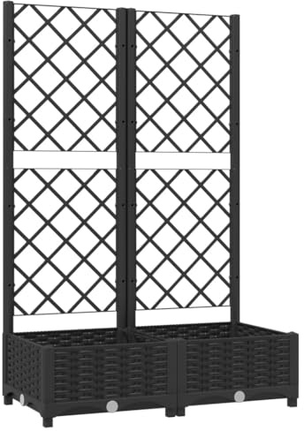 QJBSAVVA Vaso da giardino con traliccio nero, 80 x 40 x 121,5 cm, fioriera con traliccio integrato in PP per piante rampicanti, fioriera per balcone, terrazza e giardino