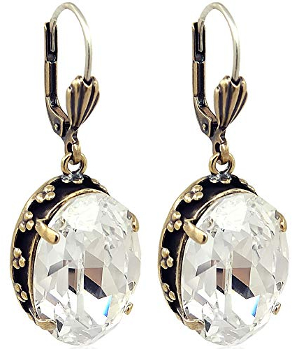 Jugendstil Ohrringe Marken Kristalle Gold Crystal Damen Ohrhänger NOBEL SCHMUCK