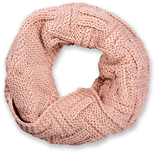 styleBREAKER Unisex Strick Loopschal mit Gitter- und Rippenmuster, Uni Feinstrick Schlauchschal, Winter Strickschal 01018155, Farbe:Altrose
