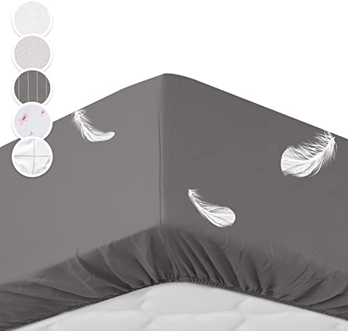 Sleepwise Spannbettlaken 180x200cm - 200x200cm für Matratzen bis 30cm hoch, ÖKOTEX Mikrofaser Bettlaken 180x200-200x200, Atmungsaktiv & Hypoallergen, Topper Bezug für Boxspringbett, Dunkelgrau