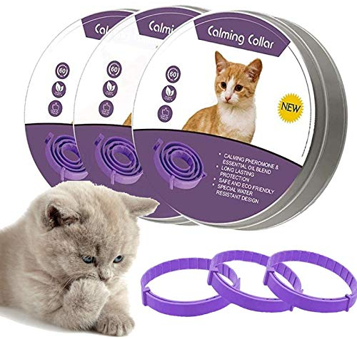 Lopnord Beruhigendes Halsband für Katzen, Verstellbar Reduzieren Linderung von Angst Pheromon für Ihr Haustier, Sichere und wasserdichte Pheromone Katzenhalsbänder Beruhigen (3er Pack)