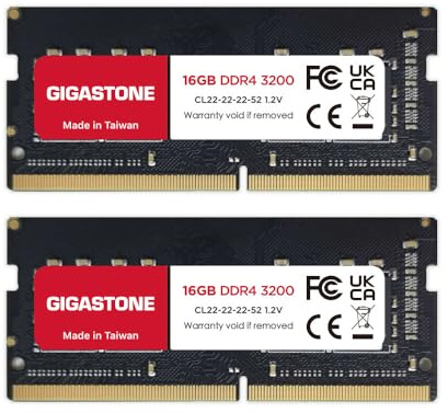 【DDR4 RAM Nur für Laptops】 GIGASTONE 32GB Kit (2x16GB) DDR4 3200MHz (2933/2666MHz) PC4-25600 CL22 1,2V SODIMM 260Pin Nicht-ECC ungepuffert Notebook Speicher-Upgrade