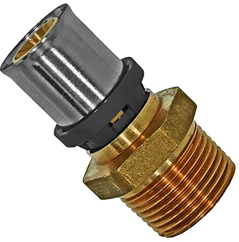 Übergang mit 3/4 Rohr Zoll Außengewinde AG für 20,0 x 2,0 mm Mehrschicht Aluminium Verbundrohr Außendurchmesser x Wandstärke Press Fitting aus Messing TH U Profil Kontur Stück