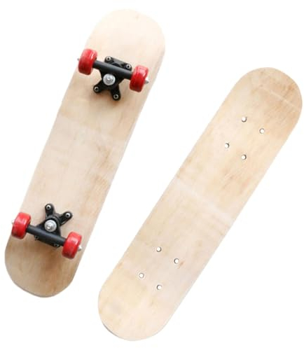 Holz-Skateboard-Deck, DIY-Malerei, unlackiertes Holz-Skate-Deck, DIY-Skateboard für Anfänger, Jungen, Mädchen, Kinder, 60 cm mit Rad
