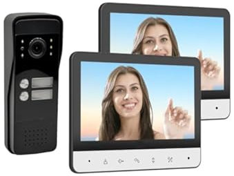 KIT VIDEOCITOFONO BIFAMILIARE DUE PULSANTI DOPPIO MONITOR A COLORI 7 APERTURA ELETTROSERRATURA
