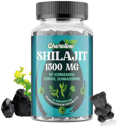 Shilajit Sea Moss och Ashwagandha Gummies 1500mg, Berikad med 60% Fulvinsyra & 85+ Spårmineraler, Höghållfast Komplex, Bekvämare än Harts, Vegan