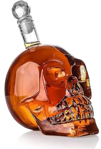 1000 ml Decantador Whisky, Calavera Decantador Licor, Decantador de Cráneo, Decantador de Whisky de Vidrio, Jarra de Whisky Frasco, Vasos Calavera Cristal, para Whisky, Vino y Licores