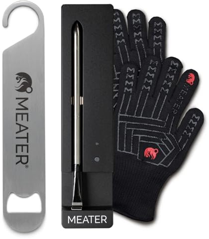 MEATER SE Termometerpaket: smart trådlös köttermometer för daglig matlagning, med värmebeständiga handskar och barflasköppnare, Bluetooth-räckvidd för ugn, spishäll, luftfritös och mer, över 50 recept