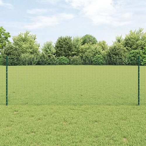 Snsowed Recinzione in Filo Saldato con 5 Pali U Verde 0,8x10 m Acciaio,Reti di Acciaio zincato,Recinzione in Filo-3336443