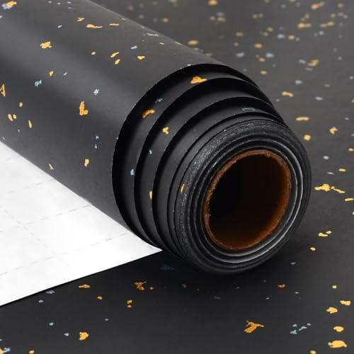 Papel de Regalo Negro, 43 cm x 10 m Papel Regalo Negro Oro Plata para Navidad Cumpleaños Aniversario Bodas