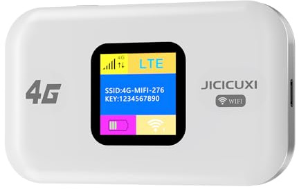 JICICUXI Portable Wifi Router, 4G Router with SIM Card Slot,150Mbps Speed, 2100mAh Battery, Mifi Travel Router Support 10 Users, Camping, Motorhomes, Office