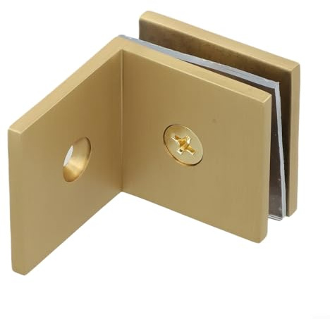 Abrazadera de vidrio, soporte de ángulo de latón de 90 ° para duchas, soporte de esquina de vidrio de montaje en pared, hardware de partición de alta dureza (dorado)