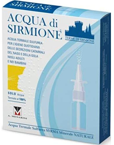 3 x Agua de Sirmir Menarini – Spray 100% de agua termal sulfurea para higiene diaria de nariz y garganta – 6 viales de 15 ml