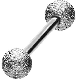PIERCINGLINE - Barra in acciaio chirurgico, diamantato, per piercing al seno, zone intime o lingua, dimensioni e colori a scelta, Acciaio inossidabile