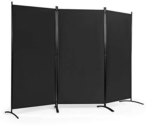 COSTWAY Separador de Ambientes de 3 Piezas, Biombos Separadores 260x183cm, Divisor de Habitación Plegable, Pantalla de Privacidad para Casa Oficina Dormitorio (Negro)