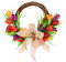 Artificial Assorted Tulip Wreath 40 CM Silk Tulip Wreath Half Coverage Spring Summer Wreath Welcome Wreath for Front Door with Green Leaves & Burlap Bow, 40 cm/15.7 inch