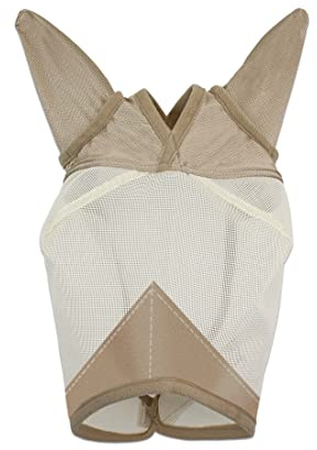 ECP Equine Comfort Products Horse Fly Mask with Ears, UV Protection, Bug Shield, Adjustable Strap, Breathable Micro Mesh, Reinforced Eye Darts, Lightweight Fit, Beige