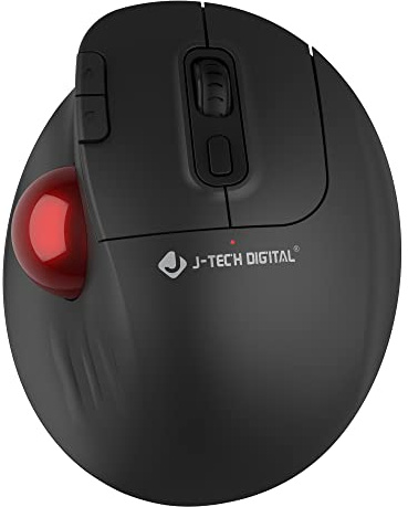 J-Tech Digital Wireless Trackball Ergonomic Mouse w/Free & Easy Thumb Control | DPI Adjustment, Precision Tracking, Multi-System Compatibility with PC, Laptop, Windows, Mac [V728]
