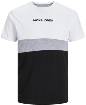 JACK & JONES Jjereid Blocking tee SS Noos Camiseta, Blanco, M para Hombre