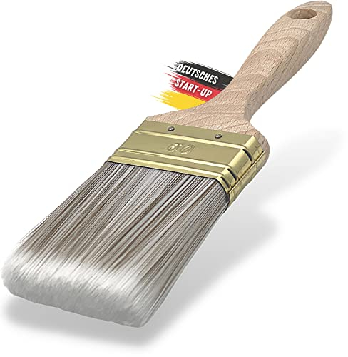 ORGAFLIX Pincel para barniz, 60 mm, sin pérdida de cerdas, pincel para madera exterior, barniz, pintura, aceite, pintura para muebles, pincel ancho, pincel de pintor, pincel plano, pincel para